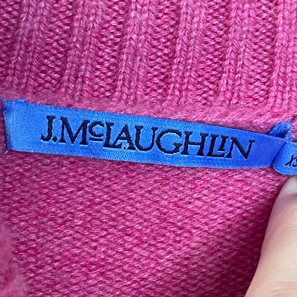 J McLaughlin 100% Cashmere Fuchsia Pink Turtleneck Sweater  Tunic Size XS - Picture 6 of 9